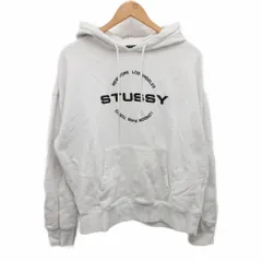 ステューシー STUSSY ワールドツアー パーカー スウェット フーディー ロゴ刺繍 白 ホワイト S