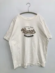 COLZA コルザ Tシャツ/カットソー L ホワイト 前面プリント ミドル丈 半袖 クルーネック(丸首)
