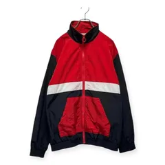 【古着】 トラックジャケット ナイロン 太アーム 切替 バックプリント ビッグロゴ ヴィンテージ風