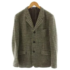 マーガレットハウエル MARGARET HOWELL ハリスツイード テーラードジャケット シングル 千鳥格子 ウール L グレー 黒 ブラック MH-026146 /AN59
