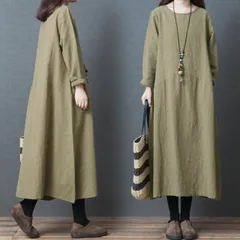 ワンピース シャツワンピース フレアワンピース ミモレ ミモレ丈 袖あり 長袖 Uネック ラウンドネック 襟なし フレア セミフレア Aライン かわいい 大人可愛い きれいめ シンプル カジュアル 大人 上品 おしゃれ レトロ アジアン 大人女子 こなれ感 ラ