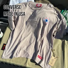 90s USA製 コンバース Tシャツ バックプリント 袖シングル ベージュ 身幅66