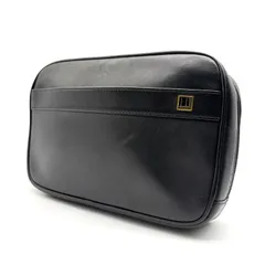 【良品】Dunhill leather clutchbag ダンヒル レザー製 クラッチバッグ イギリス 牛革 バックスキン セカンドバッグ ファスナー多数 黒