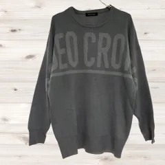 A1187 ロデオクラウンズ RODEOCROWNS ニット セーター 長袖(F) グレー プリント文字 Uネック