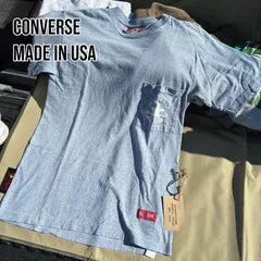 コンバース 90s USA製 ポケT Tシャツ シングルステッチ 霜降りブルー 美品