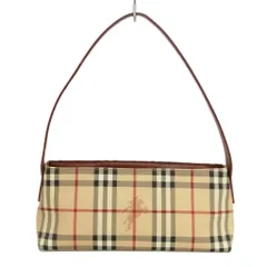 バーバリー BURBERRY ヴィンテージ ノバチェック ホース ショルダーバッグ ハンドバッグ PVCキャンバス ベージュ系