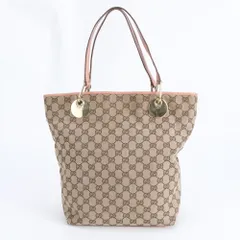 グッチ GGキャンバス 120836 レザー トート バッグ 肩掛け ショルダー ハンド ブラウン 茶色 レディース RUM DO18-9【中古】