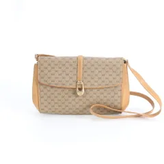 グッチ オールドグッチ マイクロGG レザー ショルダーバッグ 斜め掛け クロスボディ ブラウン 茶色 レディース RWM DO3-1【中古】