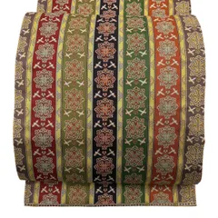 【美品】 袋帯 逸品 華文 鳥 濃紫 全通 正絹 【中古】