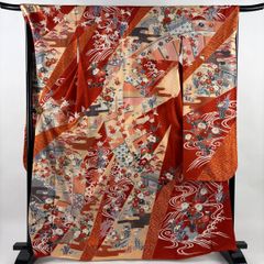 豪華古典 振袖 正絹 金彩 赤 緑 生成り金彩刺繍吉祥文様 成人式 - メルカリ