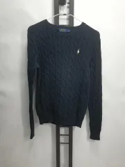 ポロラルフローレン ケーブル編みニット コットン スウェット ブラック m