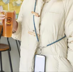 iPhone／Samsung／Sony対応 2WAYネックストラップ（グレー）