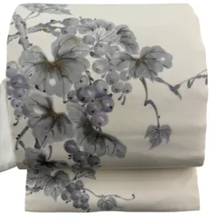 【美品】 名古屋帯 秀品 葡萄 金彩 クリーム 正絹 【中古】
