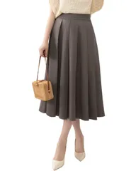 プリーツスカート ひざ丈 フレア ロング Aライン レディース 無地 ウェストゴム フォーマル スカート オフィス 通勤 制服 [ドレステル] カジュアル 大きいサイズ