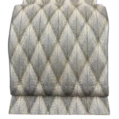 【美品】 袋帯 秀品 斜め格子 金糸 ベージュ 全通 正絹 【中古】