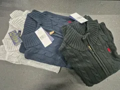 ポロ ラルフローレン ケーブル ニット ジップアップ ブラック/ネイビー/グレー