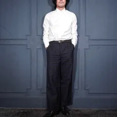 EU VINTAGE CHECK PATTERNED TUCK DESIGN SLACKS PANTS/ヨーロッパ古着チェック柄ダックデザインスラックス