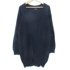 コムサイズム COMME CA ISM ニットカーディガン ロング丈 前開き 無地 9 紺 ネイビー /FF8 ■MO