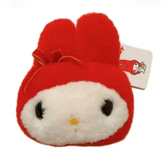 サンリオ　マイメロディ 赤チェック フェイスパスケース　おかお　ぬいぐるみケース