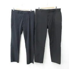 ユニクロ UNIQLO パンツ 2枚セット ×セオリー Theory ストレート ロング 脇ゴム ドロスト 紺 黒 ネイビー ブラック 85 L