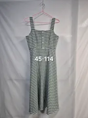 オリーブ色 千鳥格子柄 ノースリーブ ONE PIECE 45-114