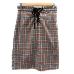 トッコ TOCCO クローゼット closet タイトスカート ひざ丈 レースアップ チェック柄 M マルチカラー グレー /YK11