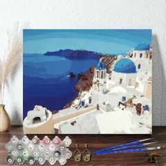 油絵 大人の塗り絵 絵画 塗り絵 数字塗り絵 油絵風 サントリーニ島
