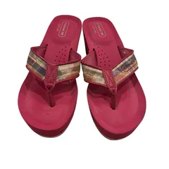  COACH コーチ ウェッジソールサンダル ピンク ヒール レディース【Z1811】