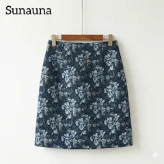 スーナウーナ sunauna フラワー柄ジャガードスカート 上品レトロ花柄 エレガント