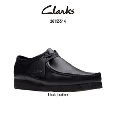 CLARKS(クラークス)ワラビー レザー ローカット スタンダード シューズ レースアップ ブラック 革靴 シンプル カジュアル メンズ WALLABEE 26155514