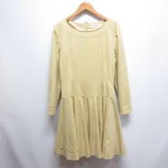 ビッキー VICKY スエードタッチ 長袖 ワンピース 9 イエローベージュ 裏地付き