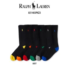POLO RALPH LAUREN(ポロ ラルフローレン)クルーソックス アソート 6足セット 靴下 男性用 メンズ BLACK W. COLORED HT CREW 6PK 821483PKZ3