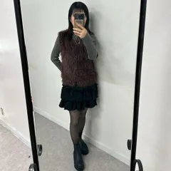 3段フリル ブラック ミニスカート L 美シルエット ゴムウエスト ボリューム