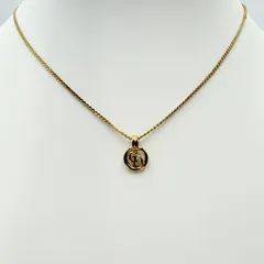 Christian Dior（クリスチャンディオール）CDロゴ サークル ネックレス ゴールドトーン ペンダント 全長45cm アジャスター付き レディース