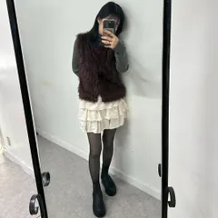 3段フリル アイボリー ミニスカート L 美シルエット ゴムウエスト ボリューム