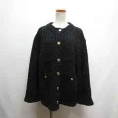 ダブルスタンダードクロージング ダブスタ DOUBLE STANDARD CLOTHING ラメ ニット ジャケット 38 黒 ブラックのサムネイル