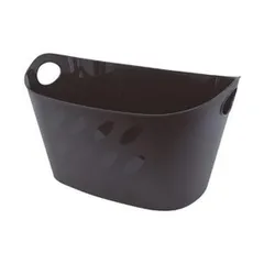 （まとめ）アスト オーバル収納バスケットチョコブラウン 1個〔×10セット〕