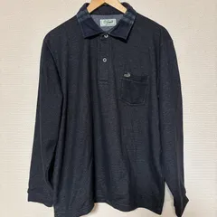 (^w^)b Crocodil  クロコダイル　メンズ　長袖ポロシャツ　裏起毛　チェック柄　ネイビー　サイズLL OM10714YS
