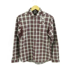 オークリー OAKLEY シャツ 長袖 チェック ストレッチ 紫 M *T634