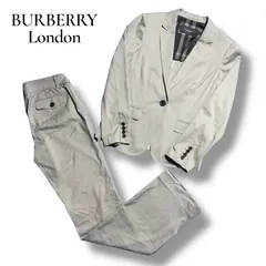 【極美品】BURBERRY LONDON パンツスーツ セットアップ ロゴボタン ライトグレー 38 36