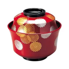 3.6寸 天竜寺椀/お椀 〔朱菊詰め TA〕 直径110×高さ99(70)mm 日本製 食洗機対応 〔和食 レストラン 店舗 お店〕