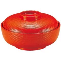 5.5寸 千筋木目椀/お椀 〔柿朱 TA〕 直径165×高さ92(62)mm 日本製 食洗機対応 〔和食 レストラン 店舗 お店〕