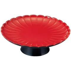 8寸 大安菊高月皿/和食器 〔朱 A〕 直径242×78mm 日本製 〔和食 レストラン 居酒屋 店舗 お店〕
