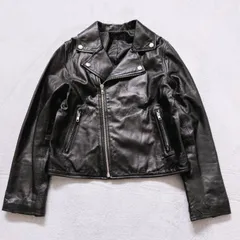 ジーナシス JEANASIS ライダースジャケット ラムレザー 本革 黒  羊革 ダブル 定番 高級感 F