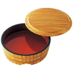 7寸 冷し中華桶/和食器 〔白木内朱 蓋親A〕 直径204×64mm 日本製 〔和食 レストラン 居酒屋 店舗 お店〕