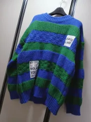 オーバーサイズ パッチ ストライプ ニット