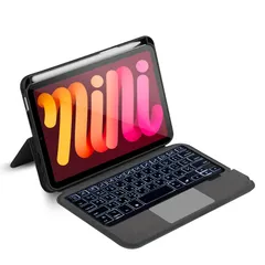 sisyfos IPad mini 7(A17 Pro)/mini6世代に適用キーボード付きケース, 8.3インチ対応, 磁気バックル収納7色バックライト Bluetooth キーボード, Apple Pencil収納可能, トラックパッド付き、バッ ...