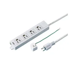 (まとめ) TANOSEE OAタップ 抜け止め 通電ランプ・マグネット付 3P・4個口 5.0m 1個 〔×5セット〕