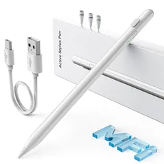 iPad 2025-2018用スタイラスペン、USB-C急速充電ipad ペン、4096傾斜感度ipad ペンシル、i-Pad A16/11/10/9/8/7/6/, Mini 6/5, Air M3/M2 11インチ/13インチ/第5世代/第4世代 ...