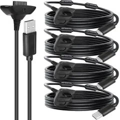 Xiatiaosann Xbox用 360 用充電ケーブル 4 本、USB 充電ケーブルMicrosoft用 スリム ワイヤレス ゲームパッド用、xBox用 360用スリム ワイヤレス ゲーム コントローラー用 (1.8m)